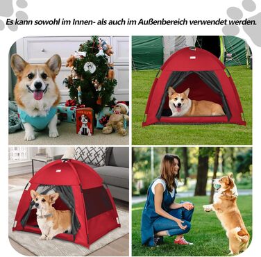 Зручне ліжко-будинок для собак та котів Babyezz, Tipi, червоний, L