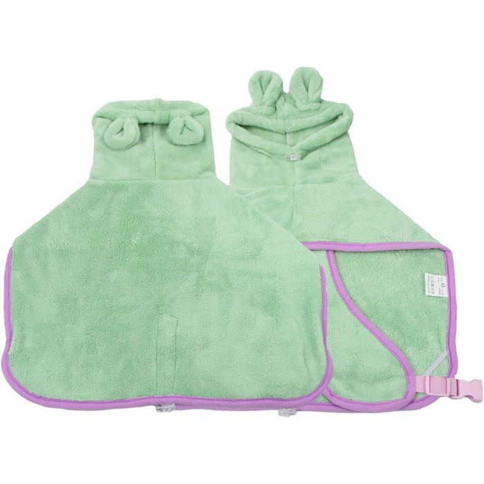 Рушник для собак з мікрофібри з капюшоном, супер вбираючий, швидковисихаючий, XL, зелений