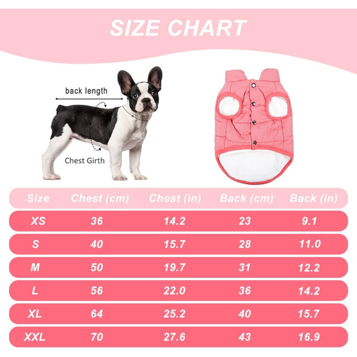 Тепла куртка для собак Meioro: зимовий пуховий жилет для французького бульдога, мопса та інших порід