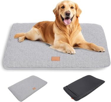 Килимок для собак, неслизький, миючий, для активного відпочинку, знімний чохол, для маленьких, середніх та великих собак, теплий взимку та прохолодний влітку, сірий, XXL (105 x 68 x 4,5 см)
