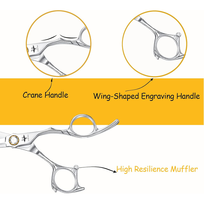 Професійна перукарська ножиця PURPLEBIRD 6 дюймів для стрижки та филирування, з японської сталі 440C, для жінок та чоловіків