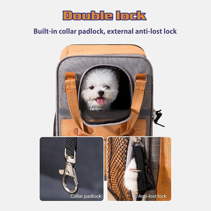 Рюкзак для собак та котів PETCUTE, дихаючий, для маленьких тварин, з відбиваючим ременем, складний, знімний килимок, внутрішній ремінь безпеки, для прогулянок, жовтий