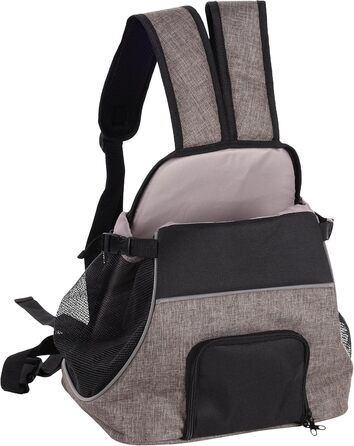 Сумка для собак Xanty Taupe – 29x23x38 см – поліестер – з шнурком, світловідбивачами, знімним дном, страховочною лінійкою, лямками на плече та талію