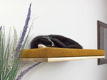 Настінна полиця для котів Cat's Atelier Cozy Nook, 60x37x6 см, натуральна