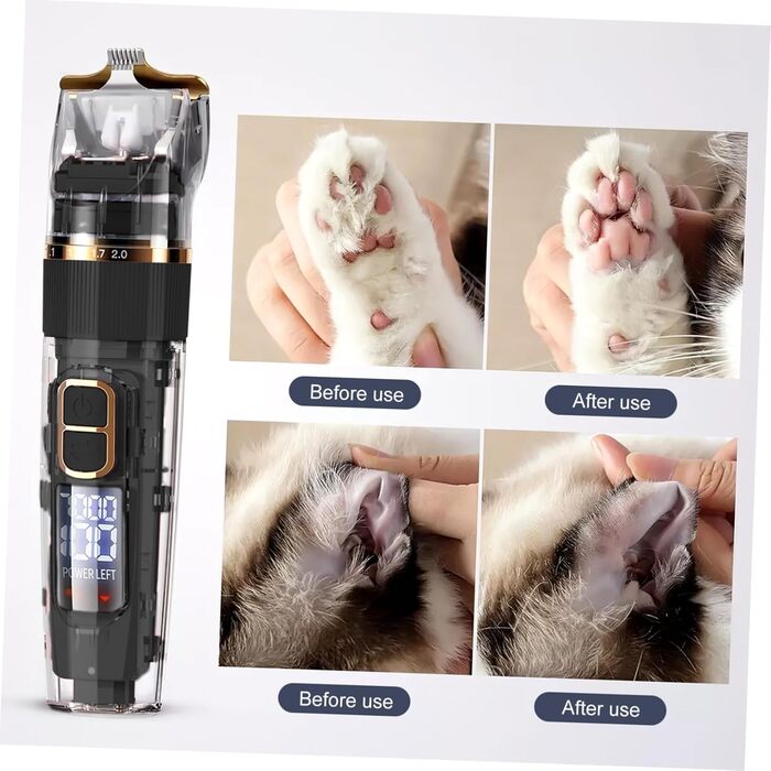 Машинка для стрижки тварин TOYANDONA: акумуляторна, тиха, з LED-підсвічуванням, комплект для грумінгу котів та собак