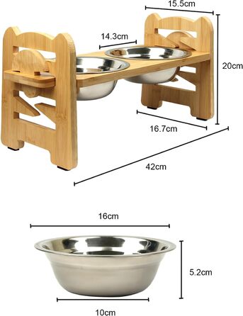 Підвищений годівниця для тварин Suerhatcon, миска для собак або котів, регульована висота, з 2 нержавіючими мисками для маленьких собак та котів