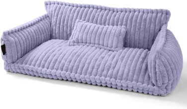 Крісло-лежанка для домашніх тварин Noviclass® Chaffar | Для котів та собак | Ортопедичний матрац | Сучасний стиль, Cord-дизайн, фіолетовий, XL (120 см)