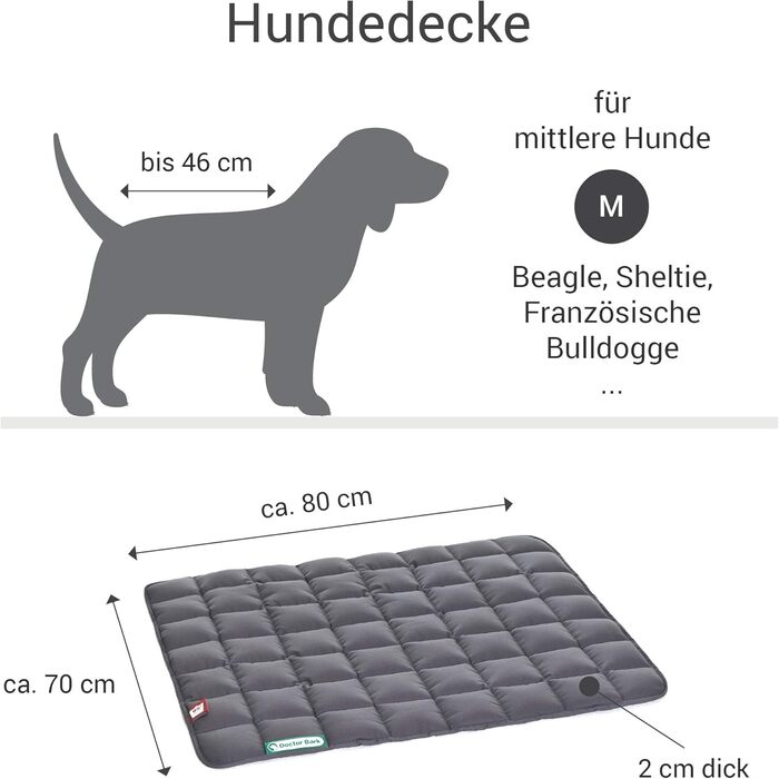 М'яка якісна лежанка для собак Doctor Bark, розмір M, 80x70 см, сіра, для середніх собак, міцна, для дому та вулиці, витримує прання до 95°C