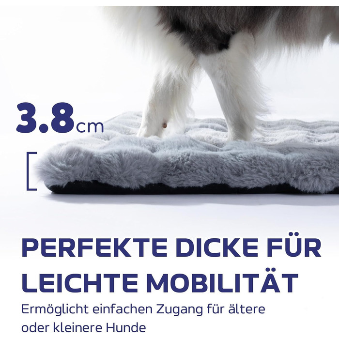 Лежак для собак Mora Pets, м'який, флісовий, сірий, 107x71 см, протиковзкий, для малих, середніх і великих порід, праний