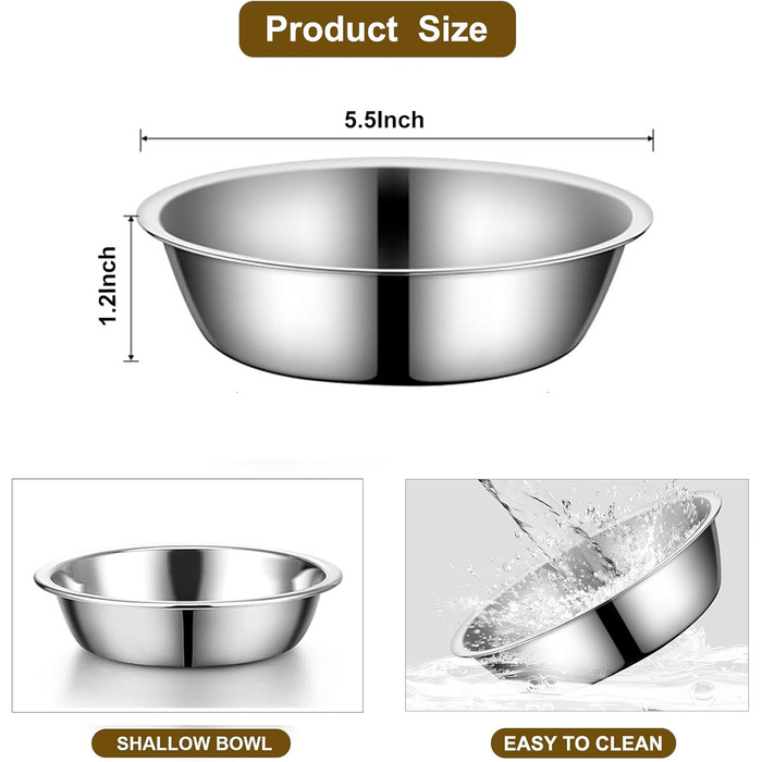 Підвищена годівниця для котів з килимком, нахилений на 15°, миска проти блювоти для корму та води, 2 шт. з нержавіючої сталі для котів та цуценят (Сірий), 2 миски (змінні миски, 14 см, 2 шт.)