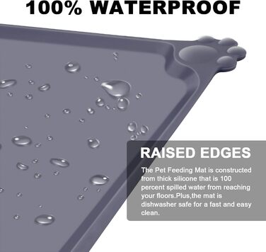 Силиконовий килимок під годівницю для собак та котів, сірий, 54x38 см | MOACC