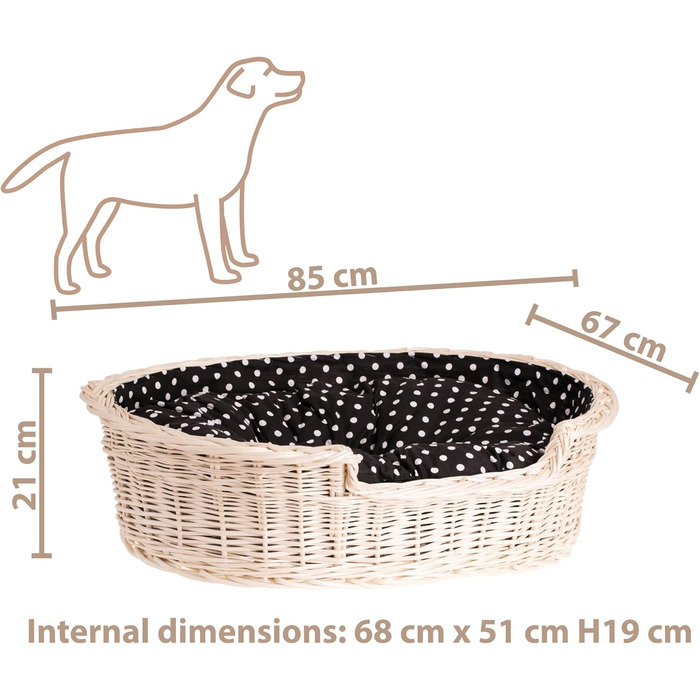 Гніздо для собак з лози e-wicker24 502-60, коричневе, 60x43x19 см (80x60x26 см, бежеве)