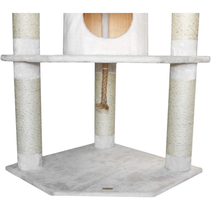 Котячий будиночок з сизалю Bontoy Betty Pro, білий, 65x65x176 см, 12 см стовпчики, для великих котів, стабільний