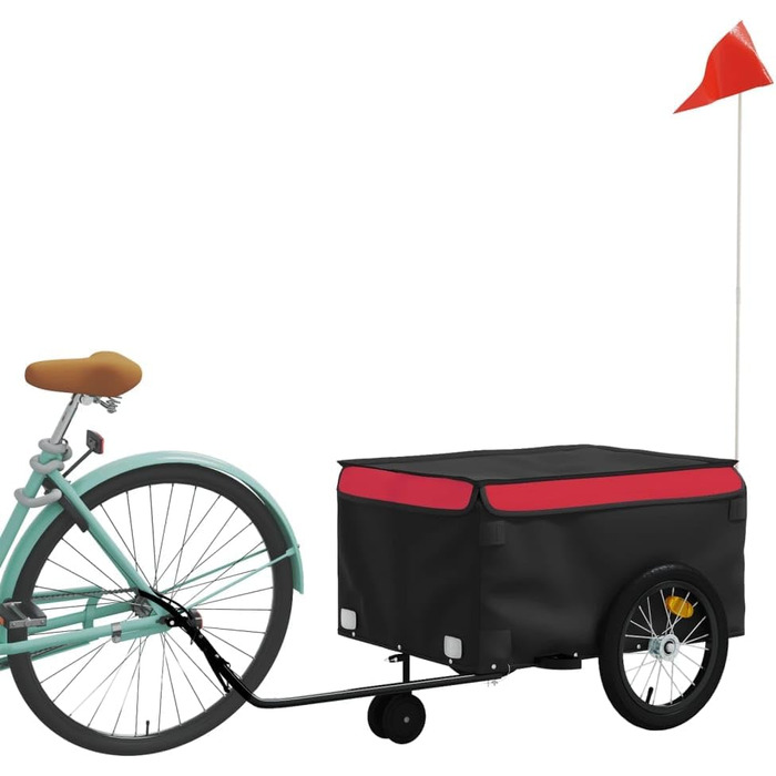 Причіп для велосипеда, вантажний/для собак, чорно-червоний, 45 кг, сталь. Причіп для покупок, подорожей, легко збирається