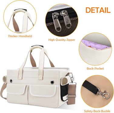 Транспортна переноска для котів та собак ALLSOPETS, складана, портативна, з м'якими кишенями, для подорожей, кемпінгу, хати, Бежева