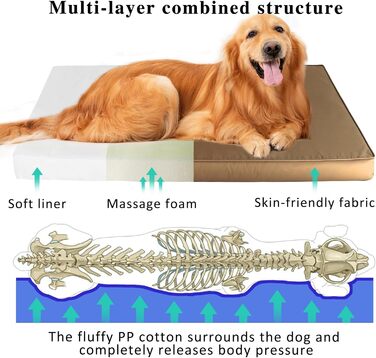 Ортопедичне собаче ліжко з еко-фоамілу (Eory Foa) – 2-шарова конструкція, знімний чохол, коричневий колір, розмір XL