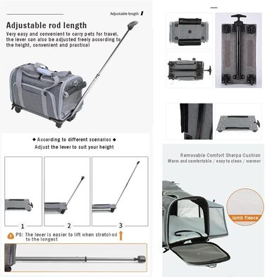 Розширювана переноска для домашніх тварин, переноска для котів/собак, переноска для подорожей знімними колесами, складана переноска для собак та котів середніх та маленьких порід (колір: Стиль C)