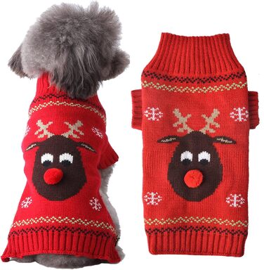 Стильний зимовий светр для собак на Новий рік з оленем (XXL, червоний)