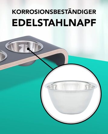 Набір для годування котів MilaCasa Katzennapf - 2 миски, піднята платформа, подвійний набір - годівниця для котів, миска для води (сірий)