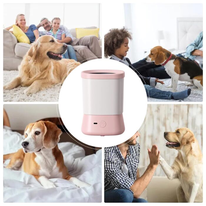 Миска для миття лап собак Hogvinnatil | Миска для тварин | Аксесуари для чищення лап, 2 швидкості, захист від бризок (Рожева)