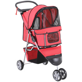 PawHut Dog Buggy Multicolor Dog Buggy для прогулянок, легкий і складний, для собак і кішок, червоний