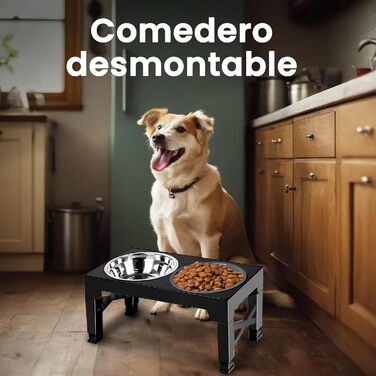 Підвищуюча годівниця для собак NOVARKA® з регулюванням висоти | Набір з миски з нержавіючої сталі та антибактеріальної миски | Преміум-набір з антиковзною підкладкою та лопаткою для корму