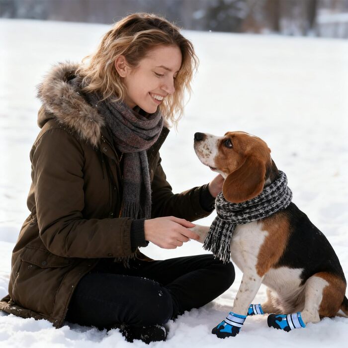 Чоботи для собак Dricar: 4 шт., дихаючі, антиковзні, для маленьких, середніх та великих собак, синій, розмір M