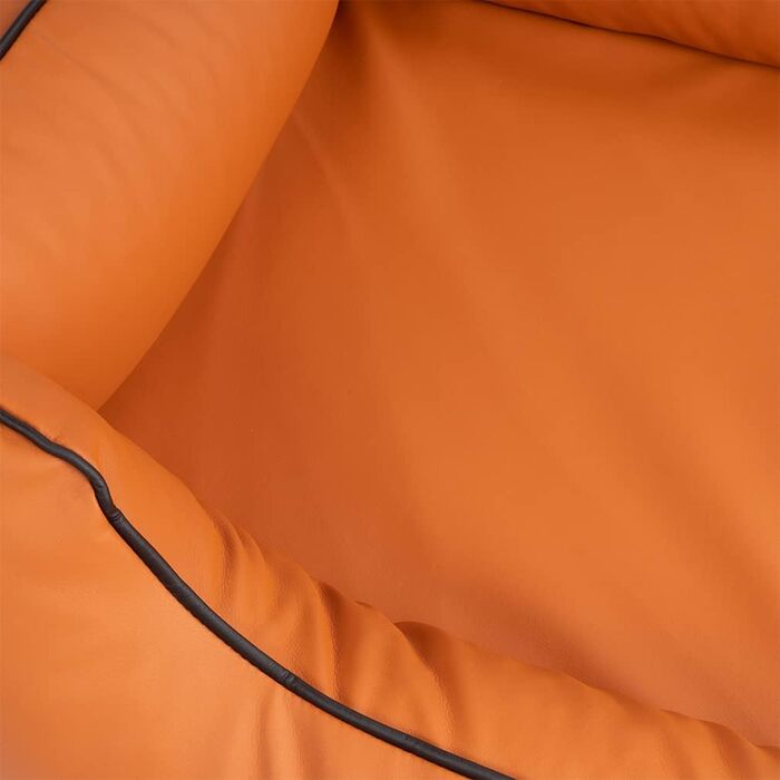 Ортопедичне ліжко для собак Knuffelwuff Montana з екошкіри, M-L, 85 x 63 см, червоно-коричневе. Знімний чохол, легко мити, для великих, середніх та маленьких собак.