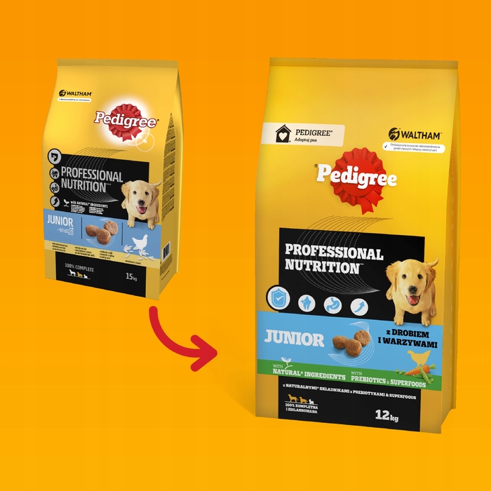 Сухий корм Pedigree Junior для цуценят з птицею та овочами, 12 кг