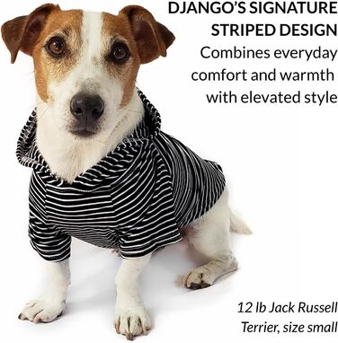 Світшот для собак DJANGO, теплий, м'який, з капюшоном, для маленьких собак до 11,3 кг (Даксель, цуценята), чорний, розмір S