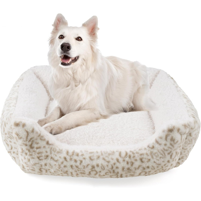 М'яке ліжко для собак Roypet з антиковзким покриттям, для цуценят, собак та котів, прямокутне, з матрацом, колір кремовий, розмір L
