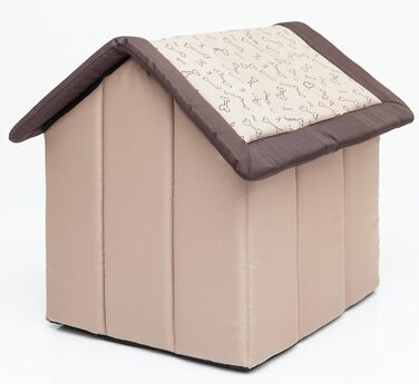Лежак-будка для собак millybo R2 44x38 см, бежевий з малюнком кістки