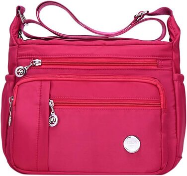 Жіноча сумка-тоут на плече з нейлону Zjsjm1106_b - чорний/рожевий (великий об'єм, водонепроникна)