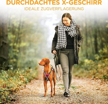 Шлейка для собак - відбиваюча, з м'якою підкладкою, для собак маленьких та великих порід, червона, обхват шиї 40 см (34-45 см), обхват грудей 43-55 см