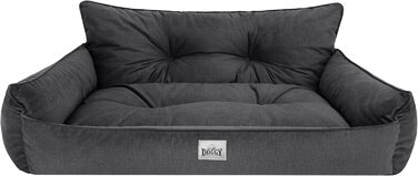 Лежак для собак DOGGY Fancy XL 82x63 см, графітовий, матрац для тварин, диван, прошитий, знімний чохол
