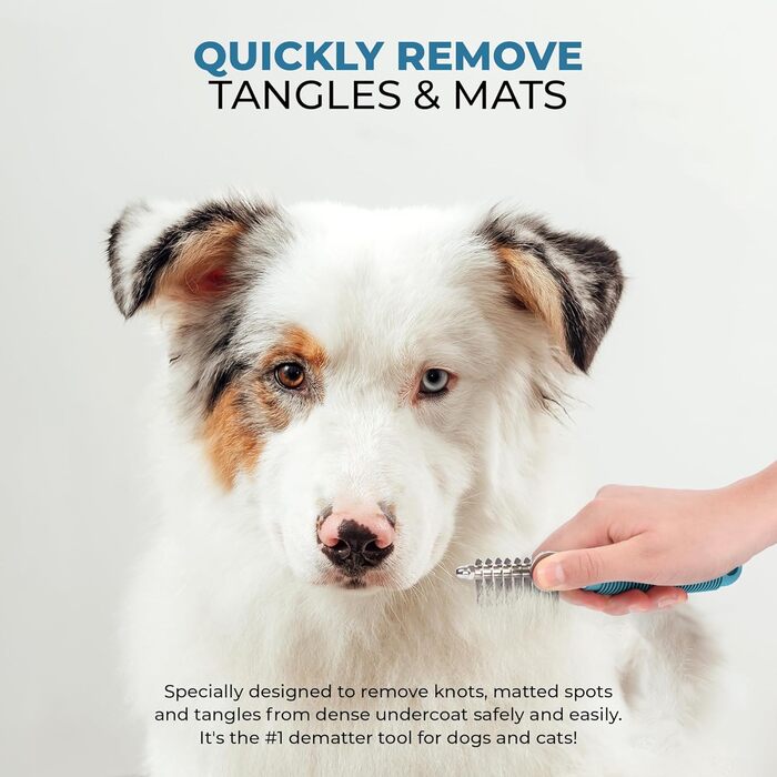 Гребінець для пуделів та інших тварин від ковтунів, синій. З нержавіючої сталі, 6,5 см. Для собак та котів.