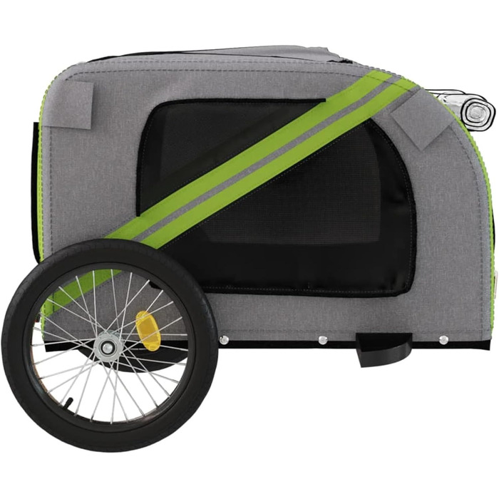 Фарм-причіп для собак Gecheer: комфортний транспорт з відбивачами, зелено-сірий, 133.5 x 69 x 73.5 см