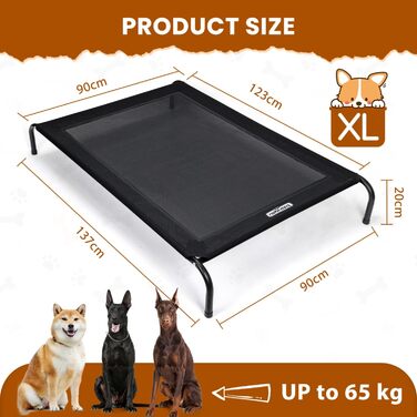 Зручне лежанка для собак Nobleza Hundeliege Outdoor, M, 105x80x20 см, для відпочинку на вулиці, кемпінгу, з підняттям, чорний