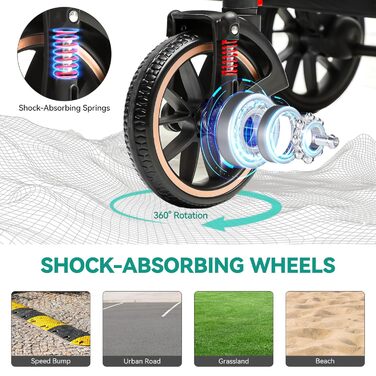 Візок для собак YITAHOME 3в1, до 22 кг, з алюмінієвим каркасом, амортизаторами, рюкзаком та тримачем для напоїв (сірий)