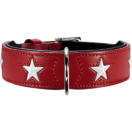 Нашийник для собак HUNTER MAGIC STAR, шкіряний, м'який, зірки, червоний, розмір XS-S (37 см)