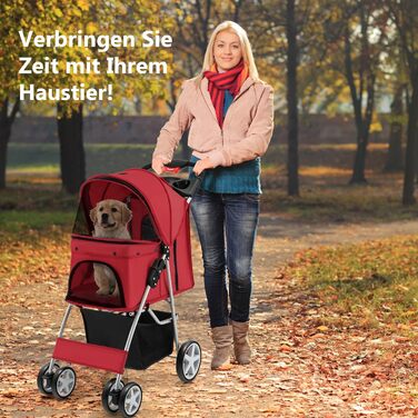 Візок для тварин GYMAX: складаний, до 15 кг, з кошиком, захистом від дощу та сіткою, для собак та котів