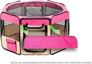 Ляльковий загон для тварин Pawer, 8-секційний, розкладний, з персоналізованим вишитим покриттям, для котів/собак/цуценят, 600D Oxford, портативний, для дому та вулиці, 36'x18.5', рожевий