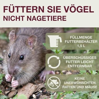 Швейцарський годівничка для птахів SWISSINNO Davos SMART – годівниця з піддоном, антиратонна, для саду та балкону, сірий колір