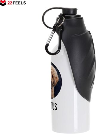 Персоналізована пляшка для води для собак 600 мл з фотографією та ім'ям. Зручна, виточна, з карабіном. Ідеально для прогулянок, подорожей та активного відпочинку.