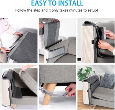 Захист для дивану від котів NATUYA - М'який мовшеневий захист меблів для котів, легко знімається, сірий колір, для правої сторони