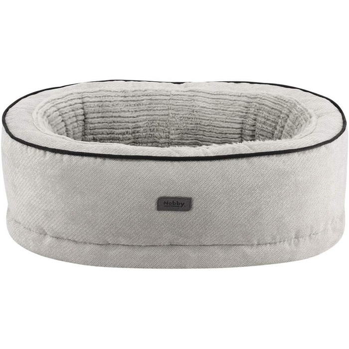 Ортопедичне ліжко для тварин Nobby LAGO овальне світло-сіре, 65 x 47 x 17+5 см (85 x 60 x 20 см)