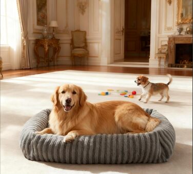 Лежанка для собак маленьких порід, лежанка для собак знімний чохол, неслизький кошик для собак з м'яким покриттям з кролячої вовни, 51 x 48 x 15 см (XXL 107 x 51 x 20 см, сірий)