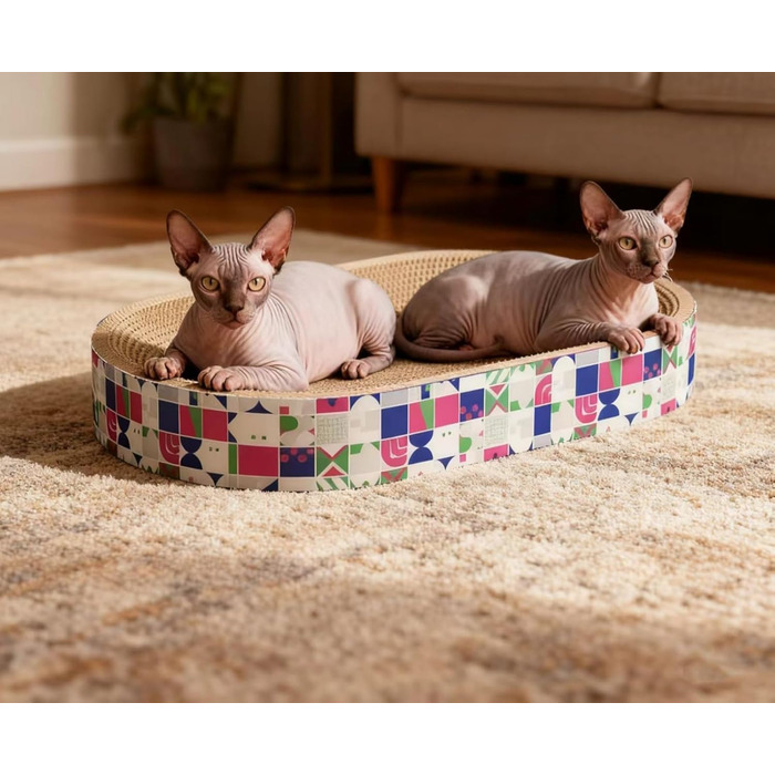 Кігтеточки для котів 2 шт. - овальні, 61 см, з лежаком, з картону, XXL (60x40x9 см)