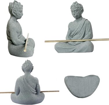 Статуя Будди для акваріума, набір декор для акваріума в стилі дзен з штучними рослинами, статуя медитуючого Будди, пісковик, 11,7 см