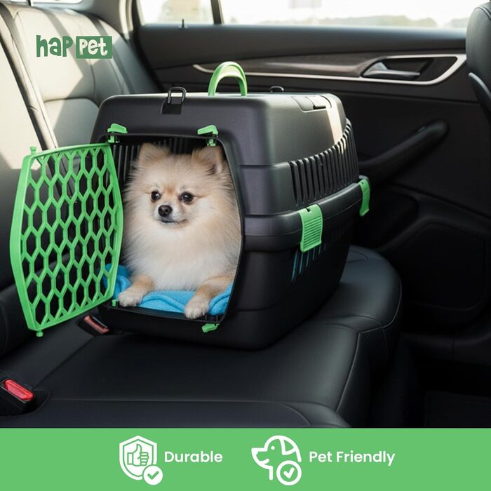 Транспортна переноска для котів та собак HAPPET Tiertransportbox Teddy M, темно-сіра, 56x37x37 см – міцна, добре провітрювана, портативна переноска для подорожей